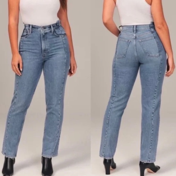 Abercrombie & Fitch Denim - Abercrombie 90’s Straight Ultra High Rise Seamed Jeans